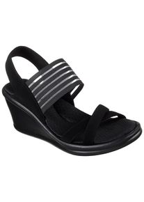Skechers Damen Keilsandalette "RUMBLERS-SOLAR BURST", Gr. 42, schwarz, Lederimitat, elegant, Schuhe, Sommerschuh, Sandale, Keilabsatz, mit Memory Foam