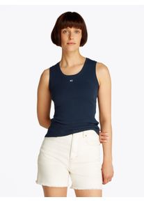 Damen Tanktop "TJW ESSENTIAL RIB TANK EXT", blau, casual, Gr. 5XL, Tommy Jeans CURVE, unifarben, Rippware, Obermaterial: 95% Baumwolle, 5% Elasthan,