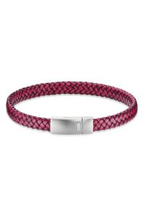 Kangaroos Damen Edelstahlarmband "Schmuck Geschenk, Lederarmband verschiedene Farben + Größen", 19, Edelstahl-Leder, rot, Edelstahl, Leder, Armbänder