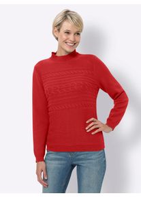 Classic Basics Damen Stehkragenpullover "Stehkragen-Pullover", rot, Gr. 44, unifarben, 100% Baumwolle, Pullover