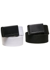 Urban Classics Damen Hüftgürtel "Urban Classics Unisex Canvas Belt Kids 2-Pack", schwarz-weiß, 100% Polyester, Gürtel