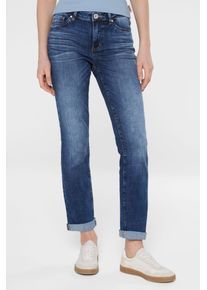 Damen Regular-fit-Jeans, blau, casual, Gr. 26, SENSES.THE LABEL, Abriebeffekte, Material: 78% Baumwolle, 21% Polyester, 1% Elasthan, Jeans, mit