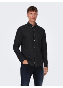 Only & Sons ONLY & SONS Herren Langarmhemd "ONSGUDMUND SLIM 1-PKT SOLID SHIRT NOOS", schwarz, modisch, Gr. S, unifarben, Web, Obermaterial: 100% Baumwolle, Hemden