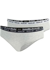 Replay Damen Bikinislip "LADY SLIP Style 1 T/C 2pcs waterfall pack", Gr. L, grau, Jersey, Obermaterial: 50% Viskose, 45% Baumwolle, 5% Elasthan,