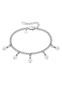 Kangaroos Damen Edelstahlarmband "Schmuck Geschenk, Armkette Perle mit Ankerkette", Edelstahl, silber, Edelstahl, Armbänder