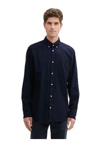 Tom Tailor Herren Langarmhemd "Oxford", blau, casual, Gr. XL, unifarben, Web, Obermaterial: 100% Baumwolle, Hemden, mit Brusttasche