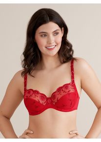 Conturelle Damen Bügel-BH "Provence", Gr. 95, rot, Obermaterial: 66% Polyamid, 24% Polyester, 10% Elasthan, feminin, BHs, Dekorativer Außenträger ist