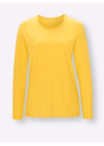 Damen Pyjamaoberteil "Schlafanzug-Shirt", Gr. 56, gelb, 100% Baumwolle, unifarben, Shirts