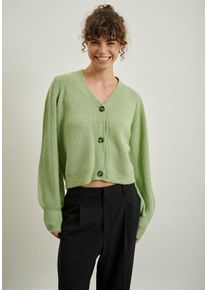 Haily's HAILY’S Damen Strickjacke "LS P CD Li44lu", grün, feminin, Gr. L, meliert, Strick, Rippstrick, Obermaterial: 76% Polyacryl, 21% Polyester, 3%