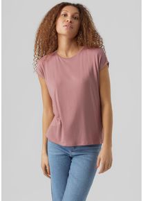Véro Moda VERO MODA Damen Rundhalsshirt "VMAVA PLAIN SS TOP GAJRS NOOS", rosa, modisch, Gr. M, unifarben, Jersey, Obermaterial: 95% Lyocell (TENCEL), 5%