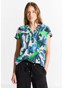 Cecil Damen Kurzarmbluse, weiß, casual, Gr. S, bedruckt, Web, Obermaterial: 100% Viskose, Blusen, aus reiner Viskose