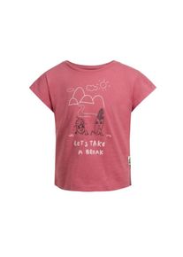Jack Wolfskin Kinder T-Shirt "TAKE A BREAK T G", pink, casual, Gr. 92, Obermaterial: 100% Baumwolle, Shirts, für Mädchen mit einem süßen Aufdruck