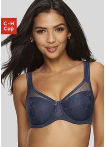 Nuance Damen Minimizer-BH, Gr. 90, blau, Spitze, Obermaterial: 79% Polyamid, 15% Polyester, 6% Elasthan, klassisch, BHs, mit unterlegter