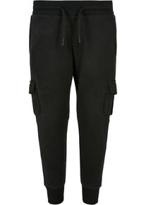 Urban Classics Jungen Cargohose "Urban Classics Herren Boys Fitted Cargo Sweatpants", schwarz, Gr. 122, unifarben, 80% Baumwolle, 20% Polyester, Hosen