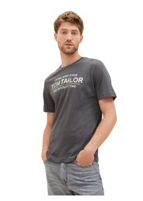 Tom Tailor Herren T-Shirt, grau, casual, Gr. M, bedruckt, Single Jersey, Obermaterial: 100% Baumwolle, Shirts, mit Frontprint
