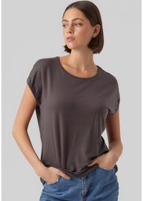 Véro Moda VERO MODA Damen Rundhalsshirt "VMAVA PLAIN SS TOP GAJRS NOOS", grau, modisch, Gr. XS, unifarben, Jersey, Obermaterial: 95% Lyocell (TENCEL), 5%