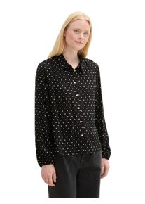 Damen Langarmbluse, schwarz, casual, Gr. L, Tom Tailor Denim, gepunktet, Web, Obermaterial: 100% Viskose, Blusen, mit LENZING ECOVERO