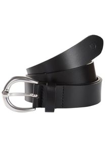 Tom Tailor Damen Ledergürtel "TTDKATY", schwarz, casual,modisch, Gr. 80, unifarben, Rindsleder, Gürtel, 3 cm breiter Damengürtel, modischer Klassiker