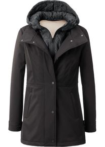 LPO Damen Softshelljacke "LUCANIA PEAK Women", schwarz, casual, Gr. 40, 96% Polyester; 4% Elastan, Jacken, leichte Softshelljacke mit All-Over-Print