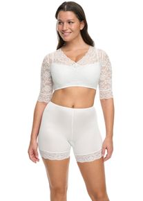 SuSa Damen Blusentop, weiß, modisch, Gr. 36, unifarben, bestickt, Spitze, Obermaterial: 89% Polyamid, 11% Elasthan, Blusen, mit floraler Spitze