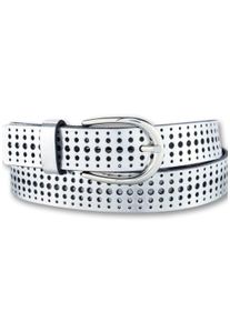 Bernd Götz BERND GÖTZ Damen Ledergürtel, silber, casual, Gr. 95, unifarben, genarbt, Leder, Gürtel, mit stylischem Rasterdesign