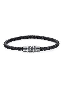 HECHTER PARIS Herren Armband "Schmuck Geschenk Silber 925 Armschmuck Lederband used look", 21, Silber 925 (Sterlingsilber)-Leder, silber, Silber 925
