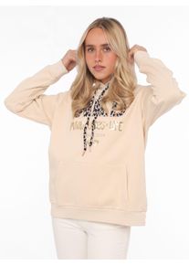 Zwillingsherz Damen Hoodie ""Wild Free"", beige, modisch, Gr. S, Sweatware, Obermaterial: 50% Baumwolle, 50% Polyester, Sweatshirts, mit Pailletten,