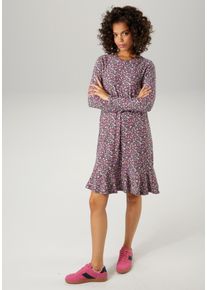 Aniston CASUAL Damen Jerseykleid, bunt, feminin, Gr. 40, geblümt, bedruckt, Single Jersey, Obermaterial: 92% Polyester, 8% Elasthan, Kleider, mit