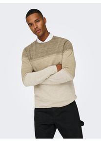 Only & Sons ONLY & SONS Herren Strickpullover "ONSFELIX REG 12 CREW KNIT NOOS", beige, Basic, Gr. S, unifarben, Strick, Obermaterial: 100% Baumwolle, Pullover