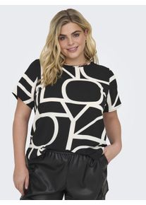 Only CARMAKOMA Damen Shirtbluse "CARVICA SS TOP WVN NOOS", schwarz, casual, Gr. 54, gemustert, Web, Obermaterial: 97% Polyester, 3% Elasthan, Blusen