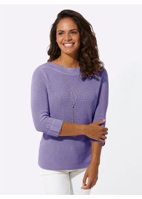 Casual Looks Damen 3/4 Arm-Pullover "3/4-Arm-Pullover", lila, Gr. 38, unifarben, 100% Baumwolle, Pullover