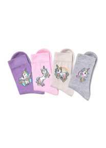 H.I.S. H.I.S Kinder Basicsocken, Gr. 23, bunt, Baumwollmischung, gemustert, Socken, mit Einhorn Motiven