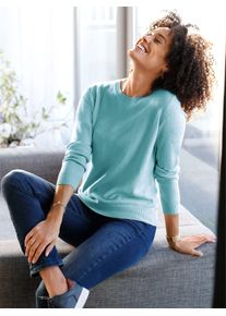 Classic Basics Damen Rundhalspullover "Rundhals-Pullover", blau, Gr. 42, unifarben, 100% Polyacryl, Pullover