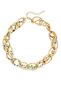 Lascana Damen Gliederkette, gold, casual, Metall, Acryl, Halsketten, mit farbenfrohen Acrylperlen, Halsschmuck, Collier, Halskette