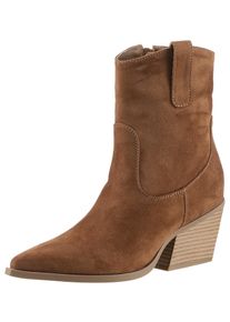 ANISTON SHOES Damen Westernstiefelette, Gr. 40, braun, Textil, Veloursleder, modisch, Schuhe, Cowboystiefelette, Schlupfboots in schmaler Form - NEUE