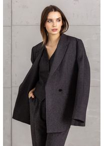Damen Sweatblazer, schwarz, casual, Gr. XXXL, SENSES.THE LABEL, unifarben, Material: 72% Polyester, 27% Viskose, 1% Elasthan, Futter: 100% Polyester,