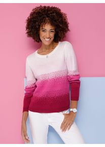 Classic Basics Damen Rundhalspullover "Rundhals-Pullover", rosa, Gr. 52, gemustert, mehrfarbig, bedruckt, gestreift, 100% Polyacryl, Pullover