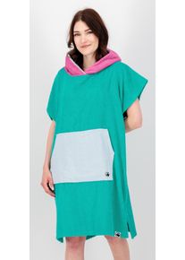 DEPROC Active Damen Poncho "Badeponcho PARLEE BEACH", blau, sportlich, Gr. XL, 100% Baumwolle Walkfrottier, Jacken, Badeponcho mit großer