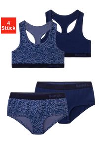 Bench. Kinder Set: Bustier, Gr. 170, blau, Obermaterial: 95% Baumwolle, 5% Elasthan, unifarben, gemustert, BH-Sets, mit tonigem Zebramuster