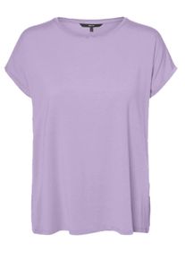 Véro Moda VERO MODA Damen Rundhalsshirt "VMAVA PLAIN SS TOP GAJRS NOOS", lila, modisch, Gr. S, unifarben, Jersey, Obermaterial: 95% Lyocell, 5% Elasthan, Shirts