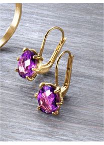 Lady Damen Paar Ohrstecker, Amethyst ct, Metall, gold, Metall, Ohrringe