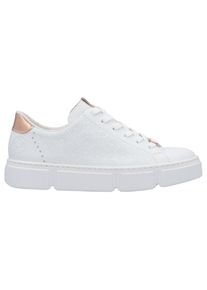 Rieker Damen Plateausneaker, Gr. 41, weiß, Lederimitat, sportlich, Schuhe, mit metallicfarbenen Akzenten, Freizeitschuh, Halbschuh, Schnürschuh