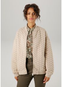 Aniston CASUAL Damen Blouson, beige, casual, Gr. 36, unifarben, Strukturmuster, Jersey, Obermaterial: 70% Baumwolle, 28% Viskose, 2% Elasthan.