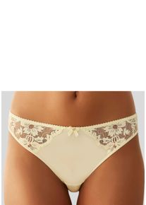Lascana Damen Tanga, Gr. 48, gelb, Microfaser, Obermaterial: 86% Polyamid, 14% Elasthan, Unterhosen, aus floraler Spitze in dezent transparenter Optik