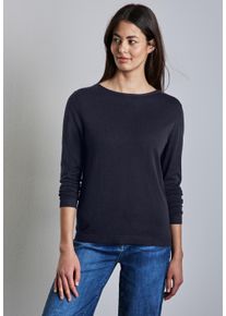 Street One Damen Strickpullover, blau, casual, Gr. 40, unifarben, Stoff, 60% Viskose, 40% Baumwolle, Pullover, mit U-Boot-Ausschnitt