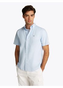 Tommy Hilfiger Herren Kurzarmhemd "FLEX POPLIN SOLID S/S SHIRT", blau, casual, Gr. XXL, Web, Obermaterial: 100% Baumwolle, Hemden