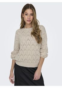 Only Damen Strickpullover "ONLBRYNN LIFE STRUCTURE L/S PUL KNT", grau, feminin, Gr. S, unifarben, Strick, Obermaterial: 70% Baumwolle, 30% Polyester,