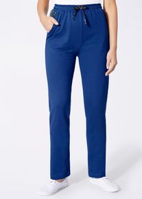 Classic Basics Damen Jerseyhose, blau, Gr. 19, gemustert, mehrfarbig, unifarben, 100% Baumwolle, Hosen