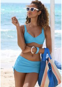 Lascana Damen Bade-Rock, blau, Gr. 38, unifarben, Polyamid, Badehosen, mit seitlicher Raffung
