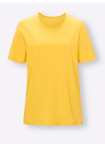 Damen Pyjamaoberteil "Schlafanzug-Shirt", Gr. 36, gelb, 100% Baumwolle, unifarben, Shirts